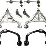 TrueDrive 8-Piece Kit Front Driver and Passenger Side, Upper and Lower, Outer Control Arms, Includes (4) Control Arm, (2) Sway Bar Link, and (2) Tie Rod End