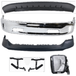 Replacement 6-Piece Kit, Front, Lower Bumper, Chrome, Includes (1) Bumper, (2) Bumper Bracket, (1) Bumper Cover, (1) Fog Light, and (1) Valance