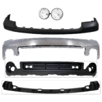 Replacement 6-Piece Kit, Bumper, Chrome, Includes (1) Bumper, (1) Bumper Bracket, (1) Bumper Cover, (2) Fog Light, and (1) Valance