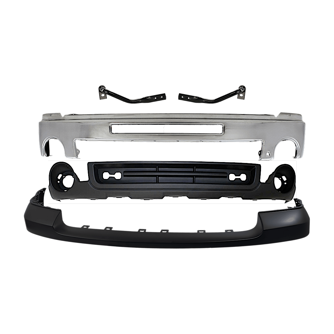 kit-072924-c1662_1.png Replacement 5-Piece Kit, Bumper, Chrome, Includes (1) Bumper, (2) Bumper Bracket, (1) Bumper Cover, and (1) Valance - Image 1