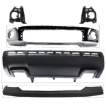 Replacement 5-Piece Kit, Bumper, Chrome, Includes (1) Bumper, (2) Bumper Bracket, (1) Bumper Cover, and (1) Valance