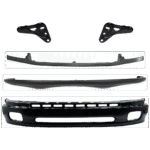 Replacement 5-Piece Kit, Front, Lower Bumper, Painted Black, Includes (1) Bumper, (2) Bumper Bracket, (1) Bumper Cover, and (1) Bumper Trim