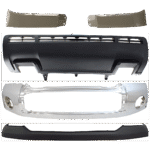Replacement 5-Piece Kit, Bumper, Chrome, Includes (1) Bumper, (1) Bumper Cover, (2) Headlight Filler, and (1) Valance