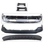 Replacement 5-Piece Kit, Front, Lower Bumper, For Models With Two Piece Bumper Type, Chrome, Includes (1) Bumper, (1) Bumper Cover, (2) Bumper Trim, and (1) Valance