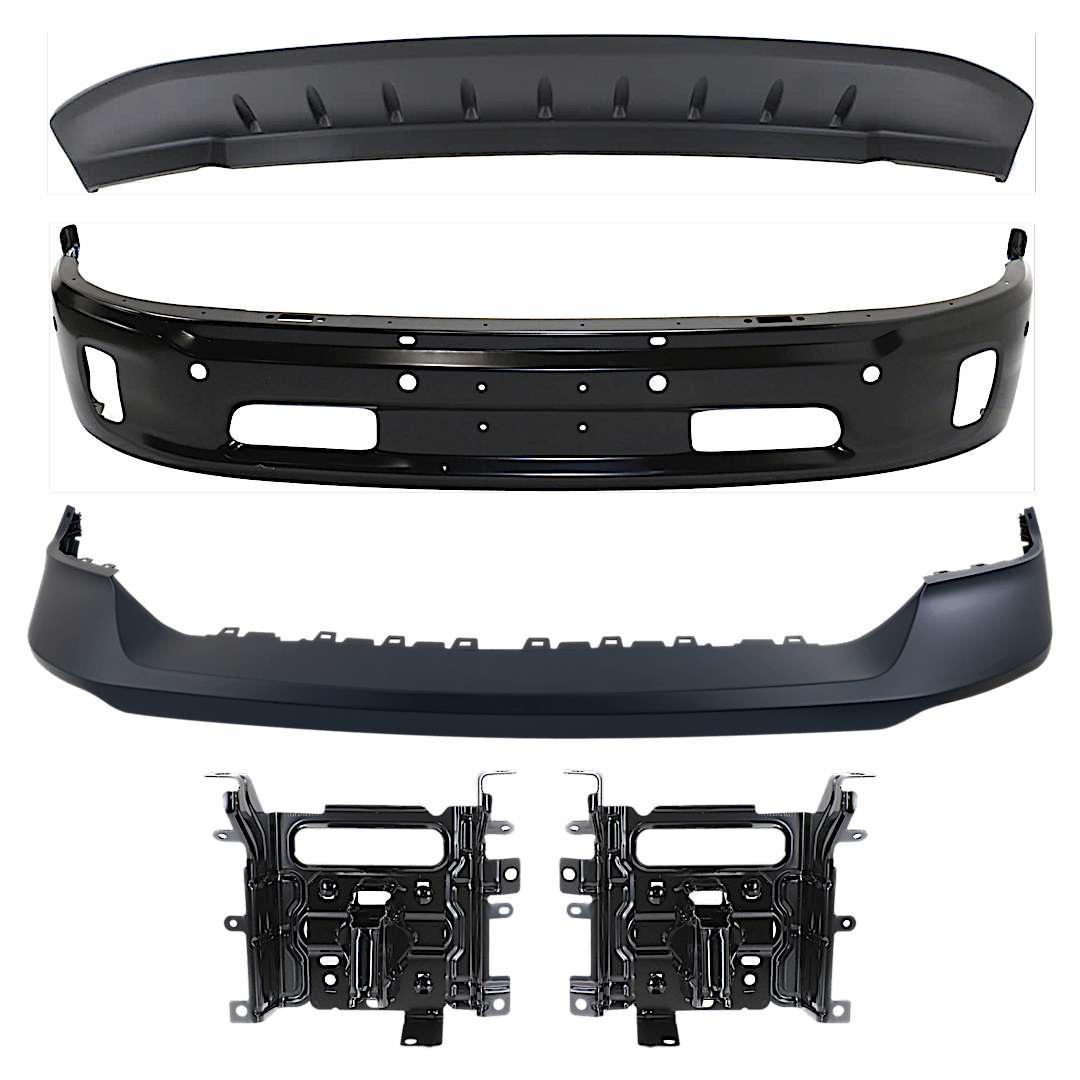 kit-072924-c2152_1.png Replacement 5-Piece Kit, Front, Lower Bumper, For Models With Two Piece Bumper Type, Painted Black, Includes (1) Bumper, (2) Bumper Bracket, (1) Bumper Cover, and (1) Valance - Image 1