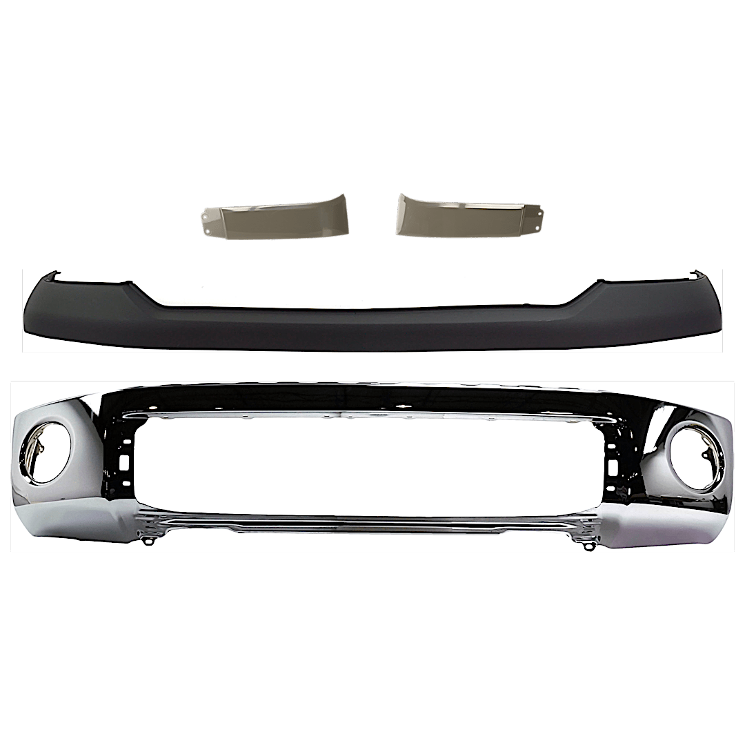 kit-072924-c2741_1.png Replacement 4-Piece Kit, Bumper, Chrome, Includes (1) Bumper, (1) Bumper Cover, and (2) Headlight Filler - Image 1
