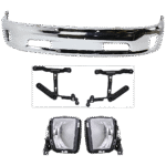 Replacement 5-Piece Kit, Front, Lower Bumper, Chrome, Includes (1) Bumper, (2) Bumper Bracket, and (2) Fog Light
