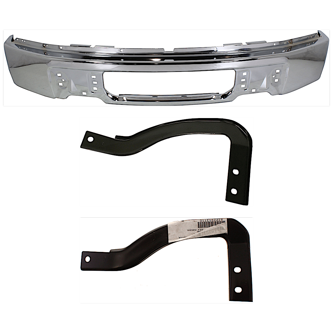 kit-072924-c2979_1.png Replacement 3-Piece Kit, Bumper, Chrome, Includes (1) Bumper and (2) Bumper Bracket - Image 1