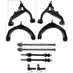 TrueDrive 10-Piece Kit Front, Driver and Passenger Side, Upper and Lower Control Arms, Includes (4) Control Arm, (2) Sway Bar Link, and (4) Tie Rod End