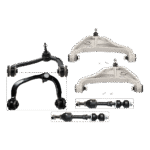 TrueDrive 6-Piece Kit Front, Driver and Passenger Side, Upper and Lower Control Arms, Includes (4) Control Arm, and (2) Sway Bar Link