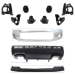 Replacement 11-Piece Kit, Front Bumper, Chrome, Includes (1) Bumper, (6) Bumper Bracket, (1) Bumper Cover, (2) Fog Light Cover, and (1) Valance