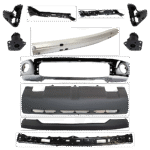 Replacement 11-Piece Kit, Front Bumper, Chrome, Includes (1) Bumper, (4) Bumper Bracket, (1) Bumper Cover, (1) Bumper Reinforcement, (3) Bumper Retainer, and (1) Valance