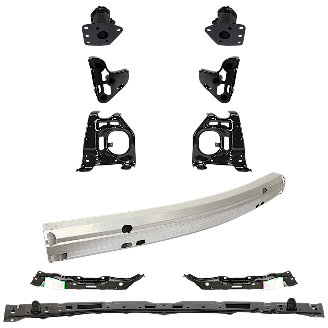 kit-072924-c797_1.png Replacement 10-Piece Kit Front Bumper Reinforcement, Aluminum, Includes (6) Bumper Bracket, (1) Bumper Reinforcement, and (3) Bumper Retainer - Image 1