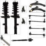 TrueDrive 12-Piece Kit Fully Loaded Struts Includes Ball Joints, Control Arms, Sway Bar Links, and Tie Rod Ends, FWD