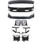 Replacement 9-Piece Kit, Front, Lower Bumper, For Models With Two Piece Bumper Type, Painted Black, Includes (1) Bumper, (4) Bumper Bracket, (1) Bumper Cover, (2) Fog Light, and (1) Valance