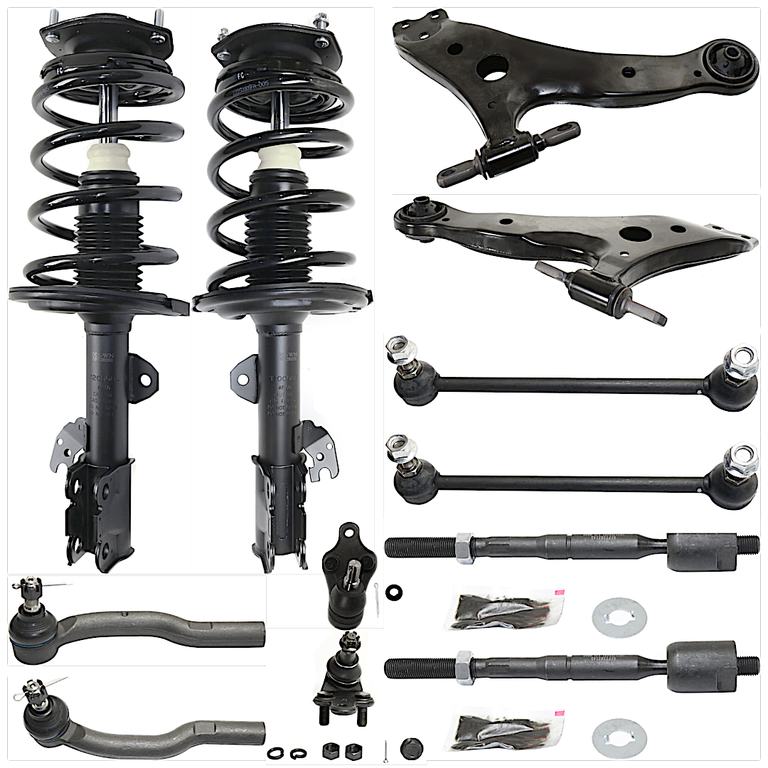 kit-072924-c827_1.png TrueDrive 12-Piece Kit Fully Loaded Strut Includes Ball Joint, Control Arm, Sway Bar Link, and Tie Rod End - Image 1