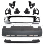 Replacement 9-Piece Kit, Front Bumper, Chrome, Includes (1) Bumper, (6) Bumper Bracket, (1) Bumper Cover, and (1) Valance