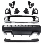 Replacement 9-Piece Kit, Front Bumper, Chrome, Includes (1) Bumper, (6) Bumper Bracket, (1) Bumper Cover, and (1) Valance
