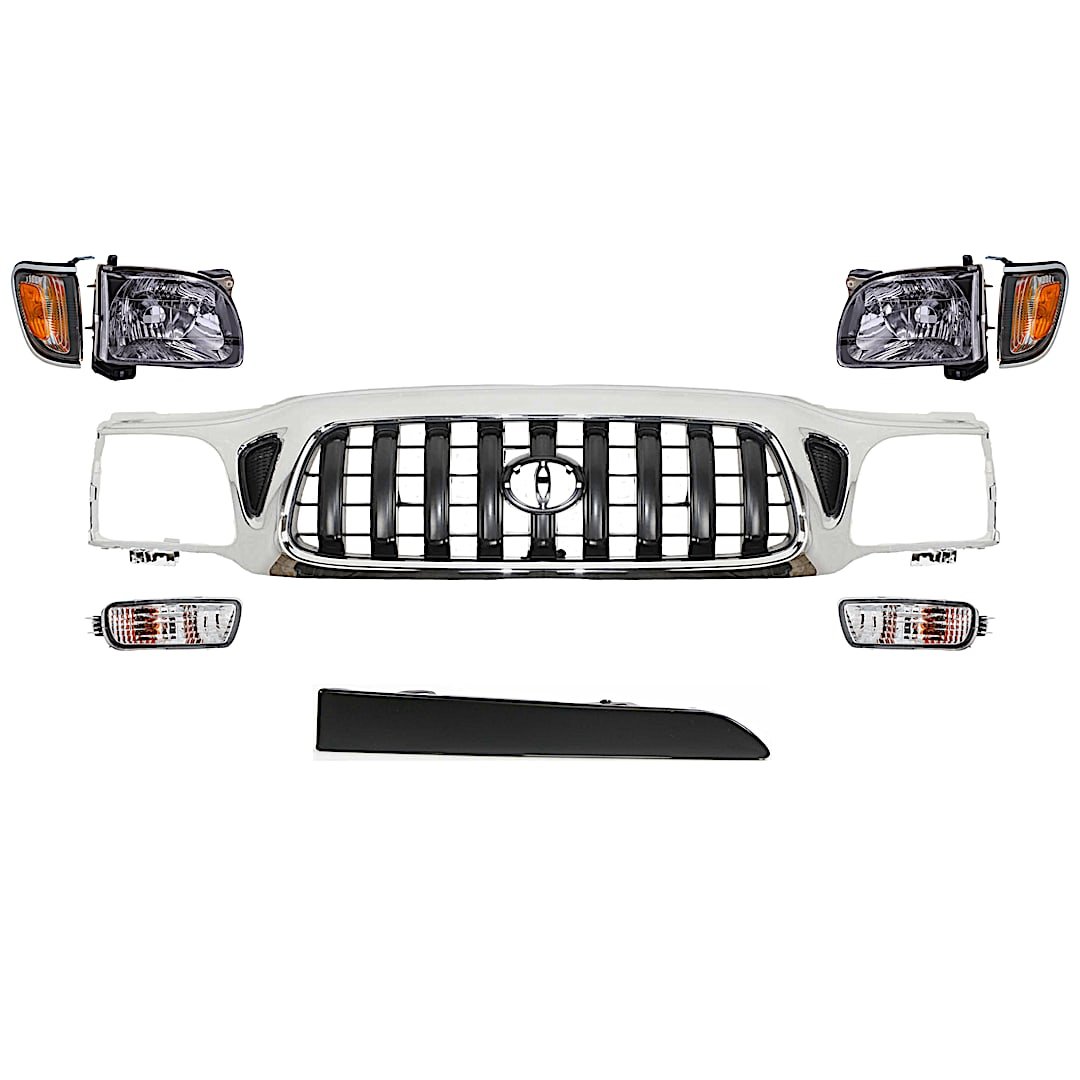 kit-072924-c846_1.jpg Replacement 9-Piece Kit 8-Piece Kit Grille Chrome Shell with Painted Dark Gray Insert, Includes (2) Corner Light, (1) Grille Assembly, (2) Headlight, (1) Headlight Filler, and (2) Turn Signal Light - Image 1