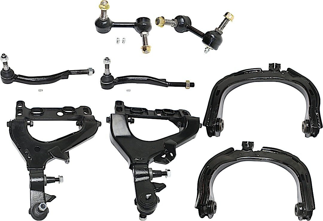 kit-072924-c940_1.jpg TrueDrive 8-Piece Kit Front, Driver and Passenger Side, Upper and Lower Control Arms, Includes (4) Control Arm, (2) Sway Bar Link, and (2) Tie Rod End - Image 1