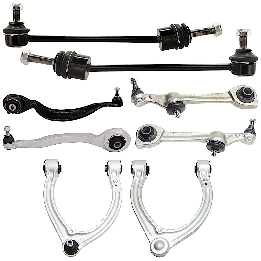 kit-072924-c999_1.jpg TrueDrive 9-Piece Kit Front, Driver and Passenger Side, Upper and Lower, Frontward and Rearward Control Arm with Sway Bar Links - Image 1