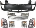 Replacement 6-Piece Kit, Driver and Passenger Side Halogen Headlight, With bulb(s), Without HID Lamps, OE Replacement, Includes (1) Bumper Cover, (1) Grille Assembly, (2) Fog Light and (2) Headlight
