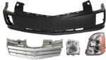 Replacement 4-Piece Kit, Driver Side Halogen Headlight, With bulb(s), Without HID Lamps, OE Replacement, Includes (1) Bumper Cover, (1) Grille Assembly, (1) Fog Light and (1) Headlight