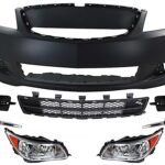 Replacement 8-Piece Kit Driver and Passenger Side Halogen Headlight, With bulb(s), OE Replacement, Includes (1) Bumper Cover, (1) Bumper Grille, (4) Fog Light Trim and (2) Headlight