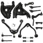 TrueDrive 14-Piece Kit Front, Driver and Passenger Side Suspension Kit, Includes (4) Control Arm, (1) Idler Arm, (1) Pitman Arm, (2) Sway Bar Link, (2) Tie Rod Adjusting Sleeve, and (4) Tie Rod End