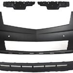 Replacement 4-Piece Kit, Front, Upper and Lower Upper - Primed, Lower - Textured Bumper Cover, Includes (2) Bumper Bracket and (2) Bumper Cover