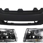 Replacement 3-Piece Kit, Front Primed Bumper Cover, Includes (1) Bumper Cover and (2) Headlight