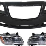 Replacement 3-Piece Kit Driver and Passenger Side Halogen Headlight, With bulb(s), OE Replacement, CAPA Certified, Includes (1) Bumper Cover and (2) Headlight