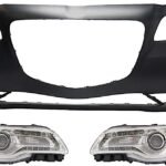 Replacement 3-Piece Kit Driver and Passenger Side Halogen Headlight, With bulb(s), OE Replacement, Includes (2) Headlight and (1) Bumper Cover