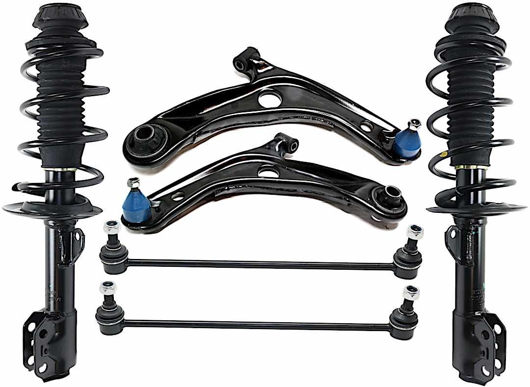 kit-081517-01_1.jpg TrueDrive 6-Piece Kit Front, Driver and Passenger Side, Lower Control Arm with Shock Absorber and Strut Assembly and Sway Bar Links - Image 1