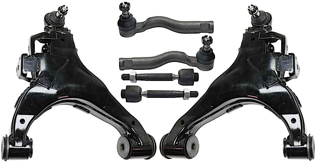 kit-081617-87_1.jpg TrueDrive 6-Piece Kit Front, Driver and Passenger Side, Lower Control Arm Kit, Includes (2) Control Arm and (4) Tie Rod End - Image 1