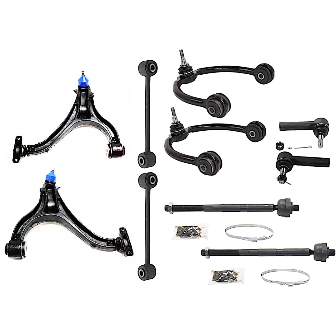 kit-081717-64_1.jpg TrueDrive 10-Piece Kit Front, Driver and Passenger Side, Upper and Lower Control Arm Kit, Includes (4) Control Arm, (2) Sway Bar Link, and (4) Tie Rod End - Image 1