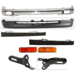 Replacement 8-Piece Kit, Front Bumper, Fleetside, RWD, Chrome, Includes (1) Bumper, (2) Bumper Bracket, (2) Headlight Filler, (2) Turn Signal Light, and (1) Valance