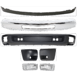 Replacement 7-Piece Kit, Front Bumper, Chrome, Includes (1) Bumper, (2) Bumper End, (2) Fog Light, and (2) Valance