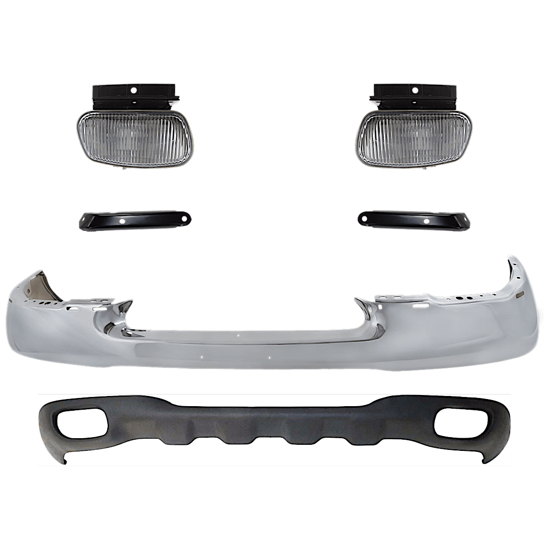 kit-082224-c529_1.png Replacement 6-Piece Kit, Bumper, Chrome, Includes (1) Bumper, (2) Bumper Bracket, (2) Fog Light, and (1) Valance - Image 1