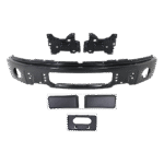 Replacement 6-Piece Kit, Front Bumper, Powdercoated Black, Includes (1) Bumper, (2) Bumper Bracket, (2) Bumper Trim, and (1) License Plate Bracket
