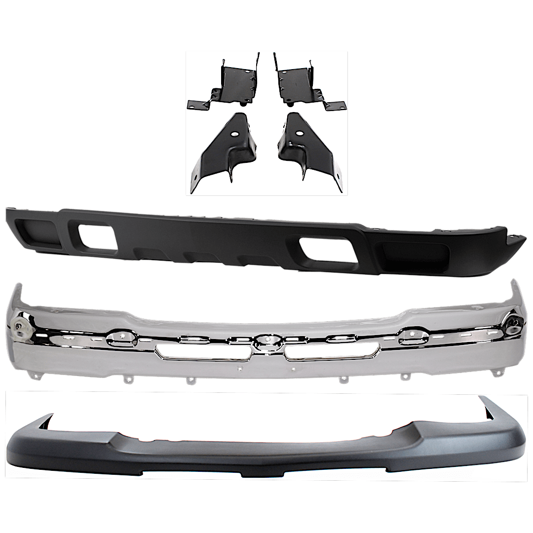 kit-082224-c572_1.png Replacement 7-Piece Kit, Bumper, Chrome, Includes (1) Bumper, (4) Bumper Bracket, (1) Bumper Cover, and (1) Valance - Image 1
