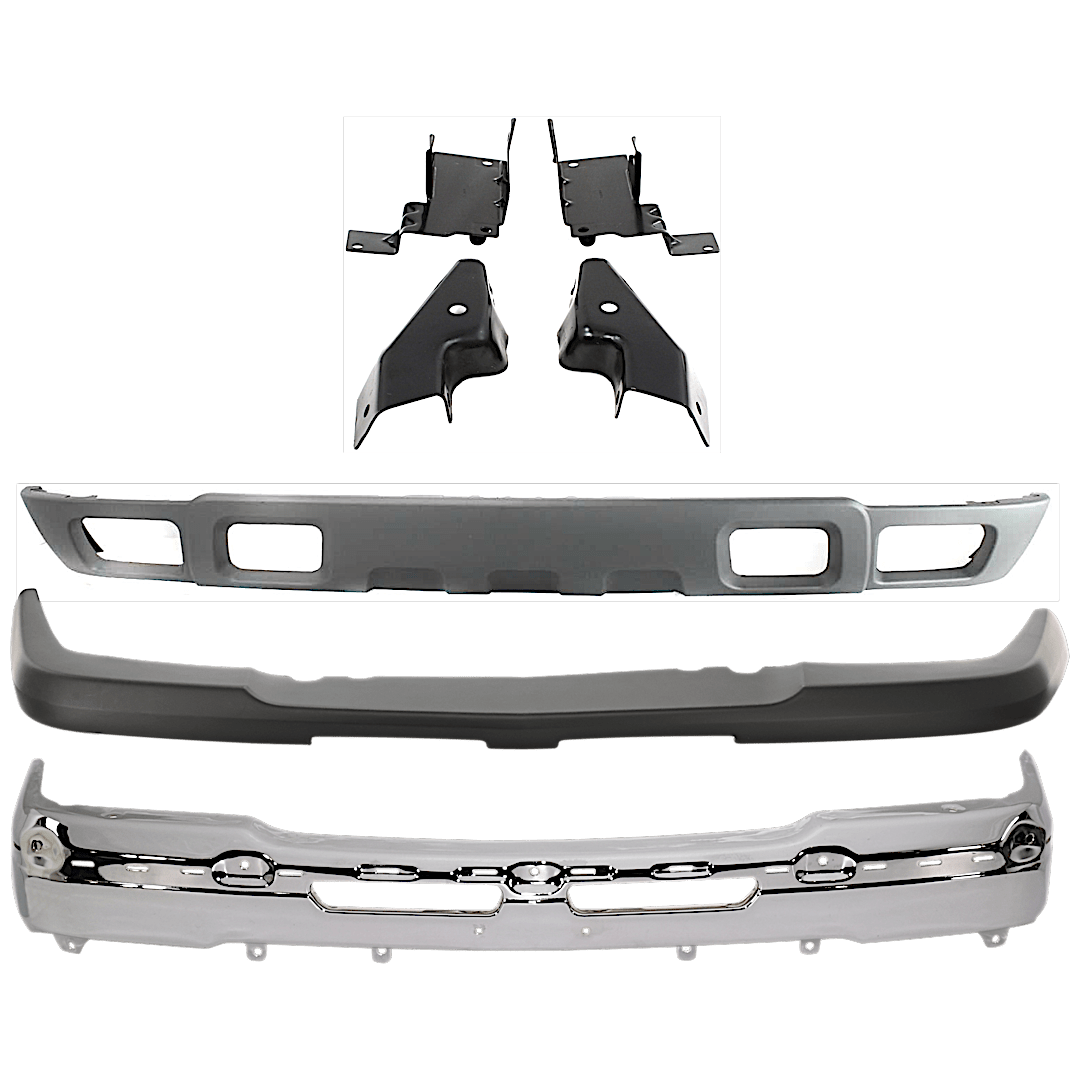 kit-082224-c577_1.png Replacement 7-Piece Kit, Bumper, Chrome, Includes (1) Bumper, (4) Bumper Bracket, (1) Bumper Cover, and (1) Valance - Image 1