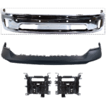 Replacement 4-Piece Kit, Front, Upper and Lower Bumper, For Models With Two Piece Bumper Type, Chrome, Includes (1) Bumper, (2) Bumper Bracket, and (1) Bumper Cover