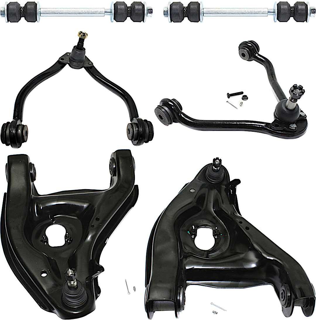 kit-082317-53_1.jpg TrueDrive 6-Piece Kit Front, Driver and Passenger Side, Upper and Lower Control Arm Kit, Includes (4) Control Arm and (2) Sway Bar Link - Image 1