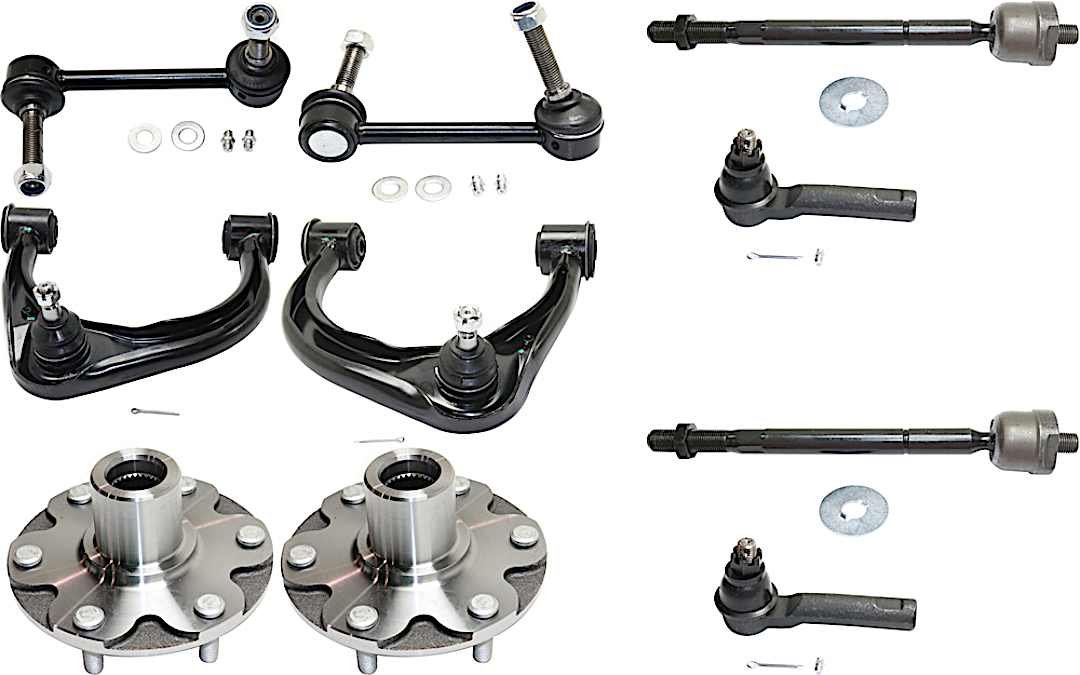 kit-083117-28_1.jpg TrueDrive 10-Piece Kit Front, Driver and Passenger Side, Upper Control Arm Kit, Includes (2) Control Arm, (2) Sway Bar Link, (4) Tie Rod End, and (2) Wheel Hub - Image 1