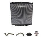 Replacement 5-Piece Kit Radiator, 6.0L Engine, Aluminum Core, Plastic Tank, includes Radiator Cap, Radiator Hose, and Thermostat