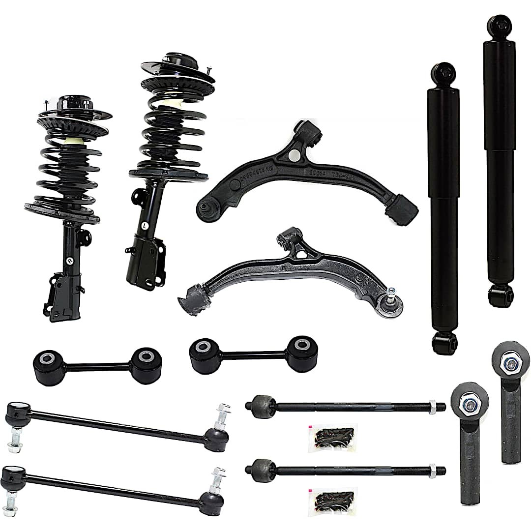 kit-090922-02_1.jpg TrueDrive 14-Piece Kit Driver and Passenger Side Suspension Includes Control Arms, Loaded Struts, Shock Absorbers, Sway Bar Links, and Tie Rod Ends, FWD - Image 1