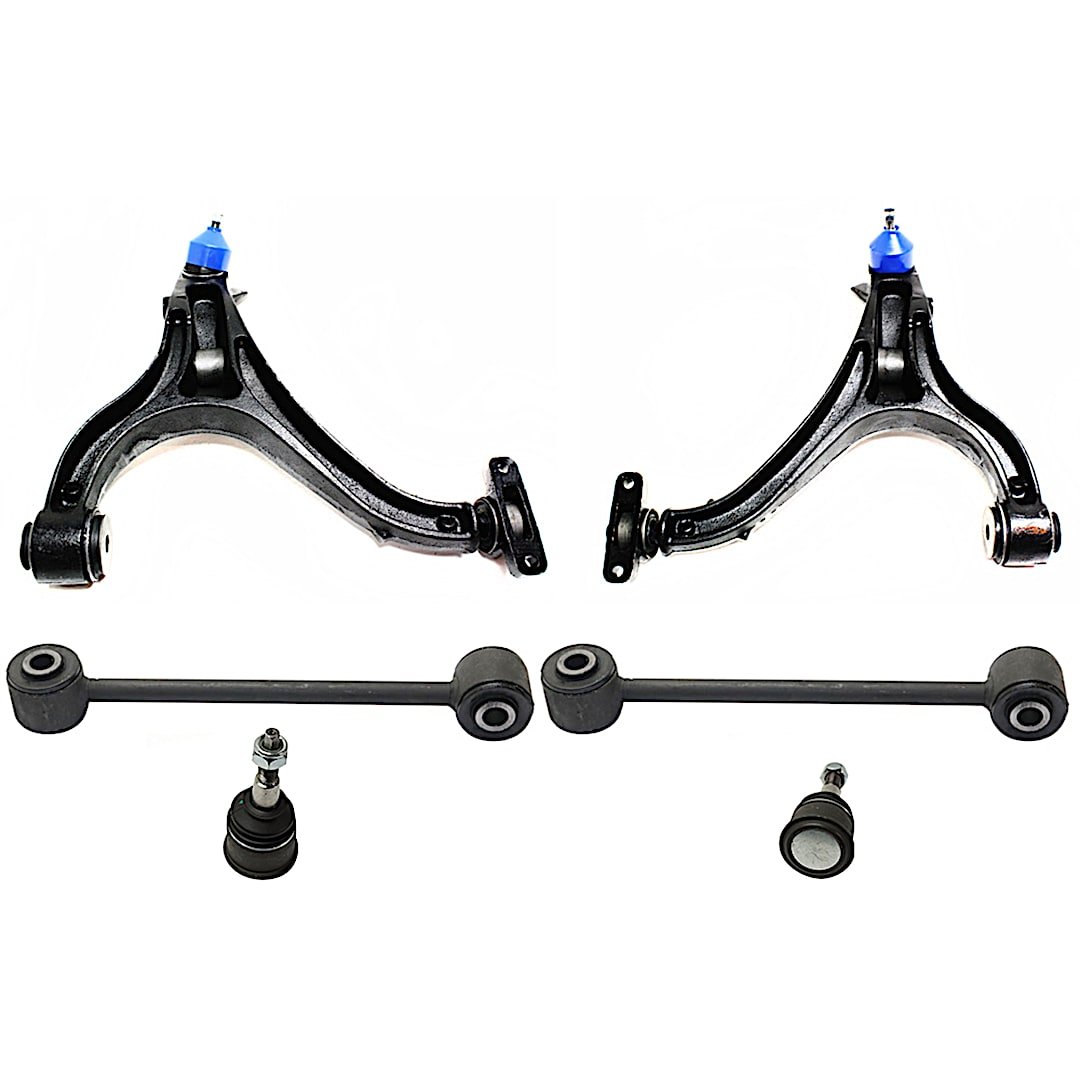 kit-092617-35_1.jpg TrueDrive 6-Piece Kit Front, Driver and Passenger Side, Lower Control Arm Kit, Includes (2) Ball Joint, (2) Control Arm, and (2) Sway Bar Link - Image 1