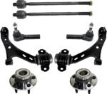 TrueDrive 8-Piece Kit Front, Driver and Passenger Side, Lower Control Arm Kit, Includes (2) Control Arm, (4) Tie Rod End, and (2) Wheel Hub