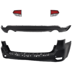 Replacement 4-Piece Kit Rear, Upper and Lower Upper - Primed, Lower - Textured Bumper Cover, Includes (2) Bumper Cover and (2) Tail Light